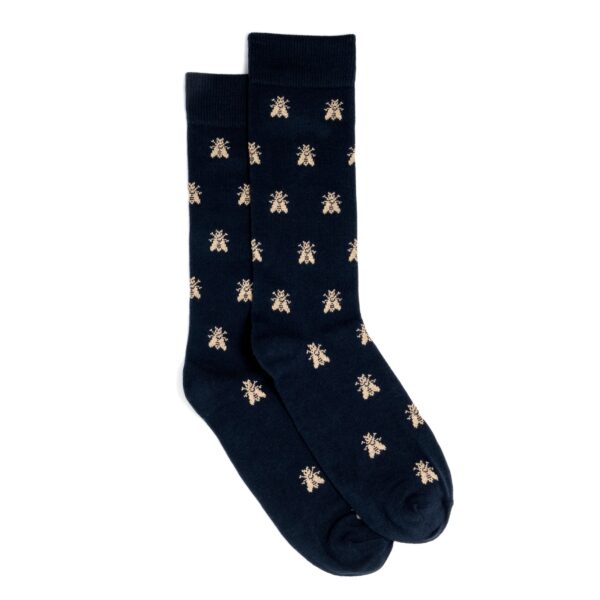 Chaussettes les abeilles d'or présentées à plat en paire