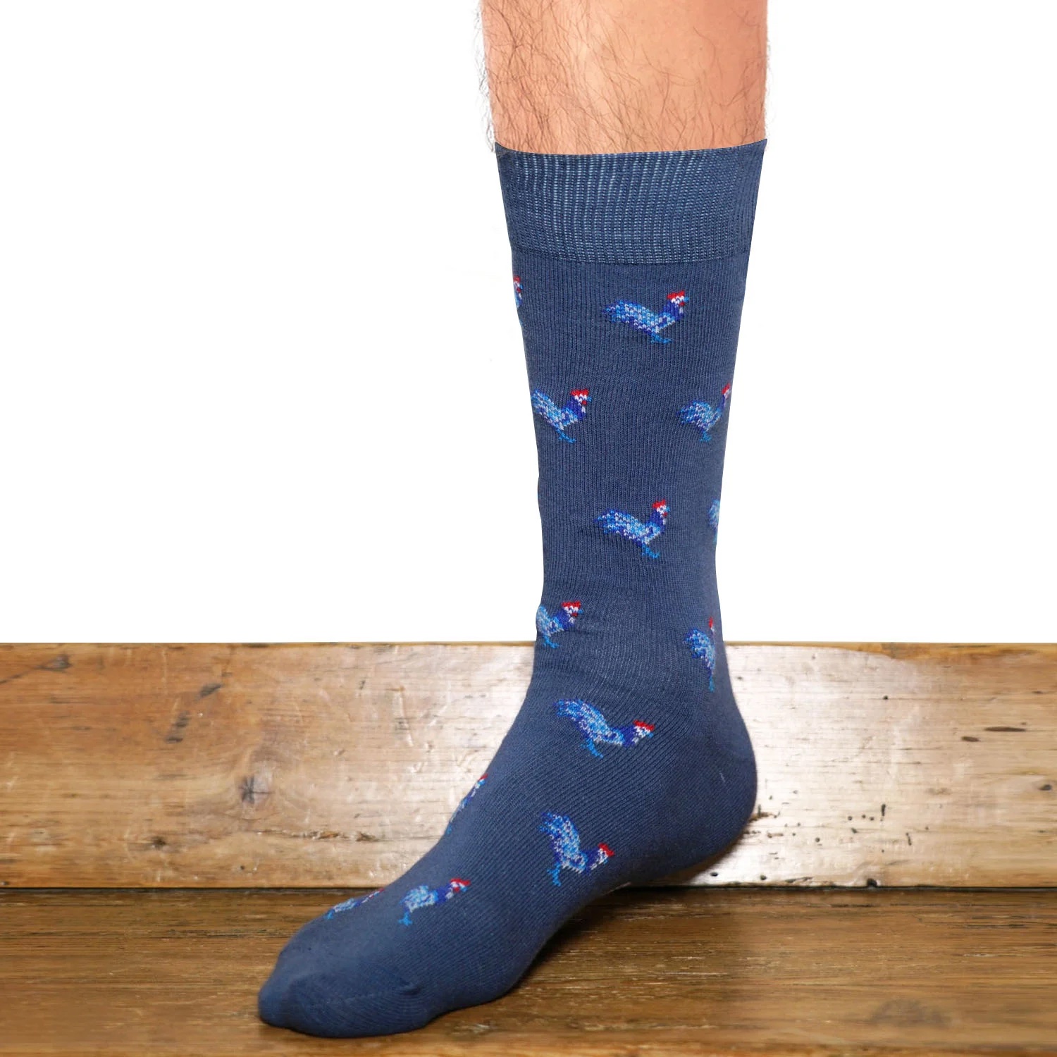 Chaussette homme COQ bleues porté