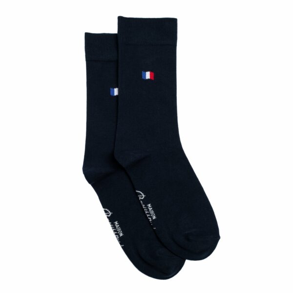 Paire de chaussettes unies drapeau marine dépliées